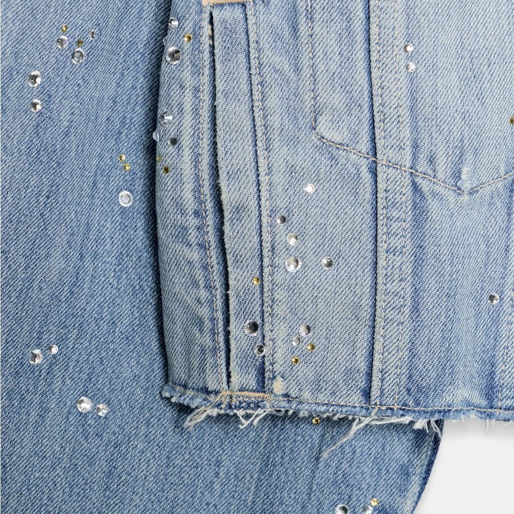 Zara TRF STRASS CROP‎ DENIM JACKET (size S) - Picture 3 of 6